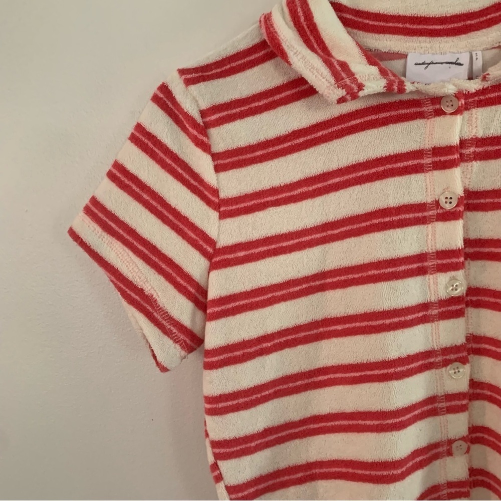 Out from Under Airy Terry Cropped Polo Shirt Top Size Small - Picture 5 of 10